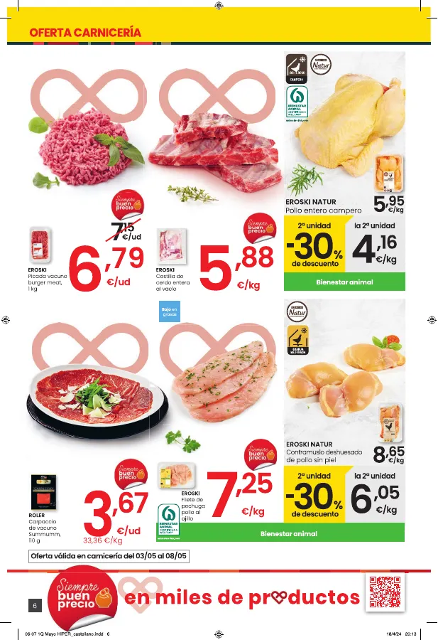 Número de página 6 del folleto promocional de la tienda Eroski - Hipermercado EROSKI - fecha de vigencia: desde03.05 bis 14.05