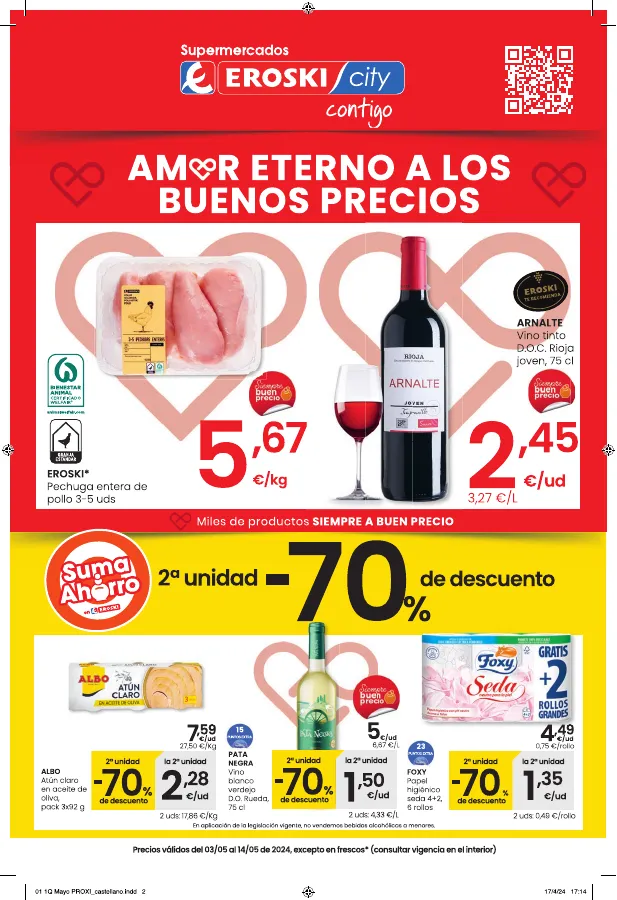 Número de página 1 del folleto promocional de la tienda Eroski - EROSKI city - fecha de vigencia: desde03.05 bis 14.05