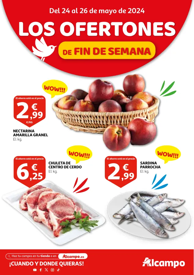 Número de página 1 del folleto promocional de la tienda Alcampo - Los Ofertones de Fin de Semana - fecha de vigencia: desde24.05 bis 26.05