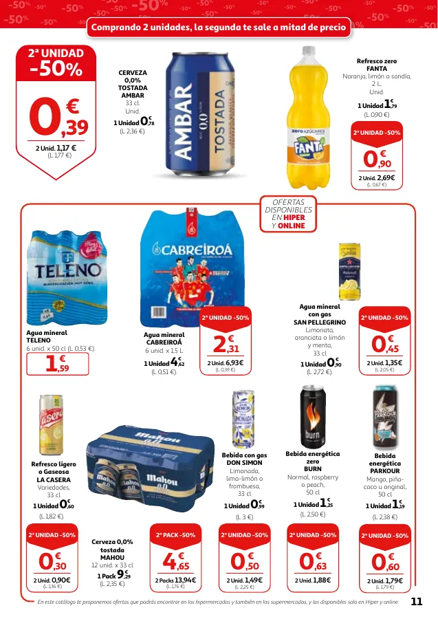 Número de página 11 del folleto promocional de la tienda Alcampo - 2 unidad -50% en una gran seleccion - fecha de vigencia: desde16.05 bis 29.05