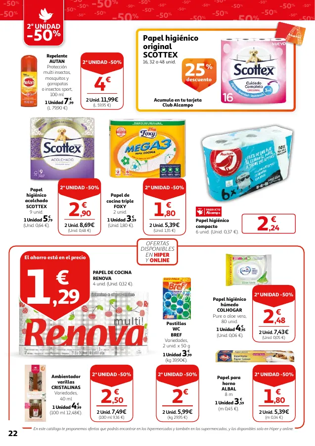 Número de página 22 del folleto promocional de la tienda Alcampo - 2 unidad -50% en una gran seleccion - fecha de vigencia: desde16.05 bis 29.05