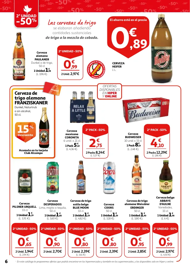 Número de página 6 del folleto promocional de la tienda Alcampo - 2 unidad -50% en una gran seleccion - fecha de vigencia: desde16.05 bis 29.05