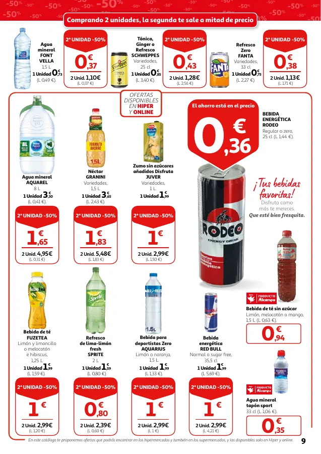 Número de página 9 del folleto promocional de la tienda Alcampo - 2 unidad -50% en una gran seleccion - fecha de vigencia: desde16.05 bis 29.05