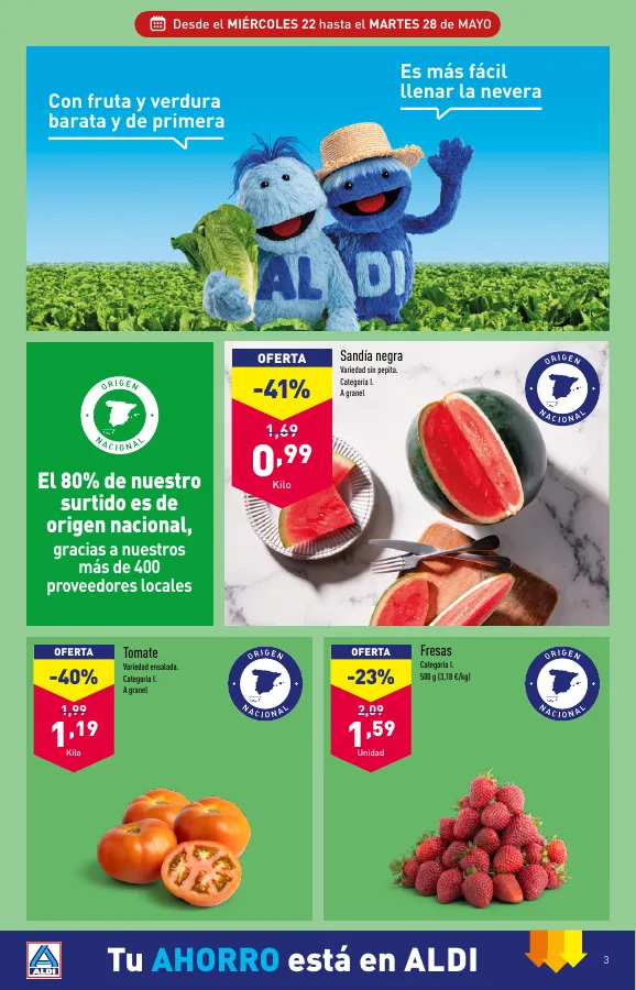 Número de página 3 del folleto promocional de la tienda Aldi - Folleto semanal Península  - fecha de vigencia: desde22.05 bis 28.05