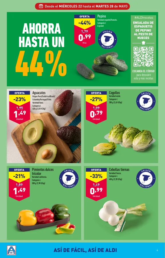 Número de página 4 del folleto promocional de la tienda Aldi - Folleto semanal Península  - fecha de vigencia: desde22.05 bis 28.05