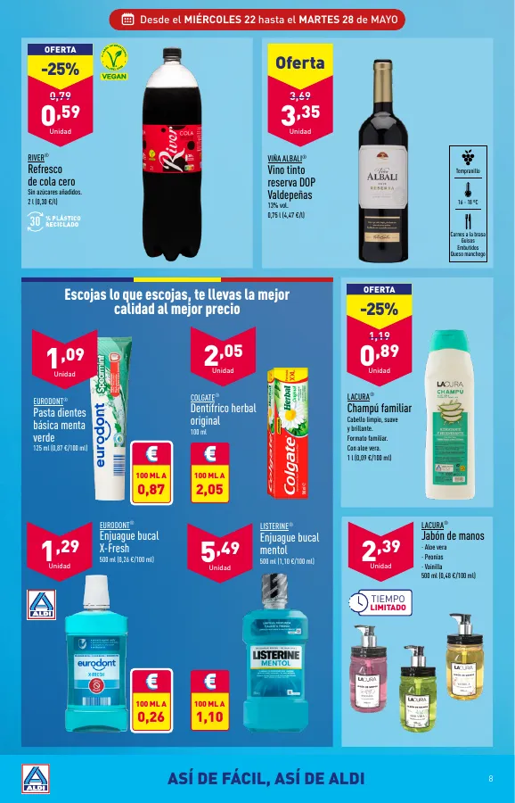 Número de página 8 del folleto promocional de la tienda Aldi - Folleto semanal Península  - fecha de vigencia: desde22.05 bis 28.05