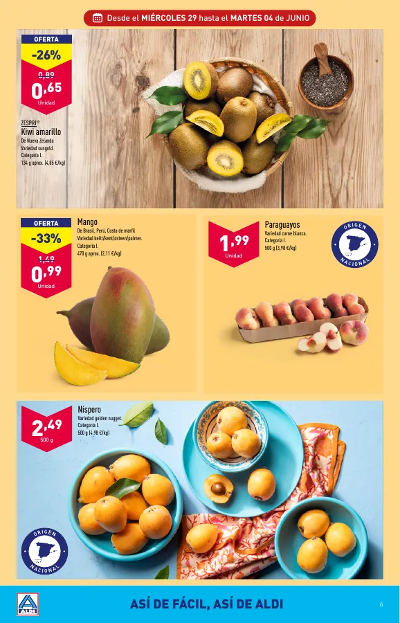 Número de página 6 del folleto promocional de la tienda Aldi - Folleto semanal - fecha de vigencia: desde29.05 bis 04.06