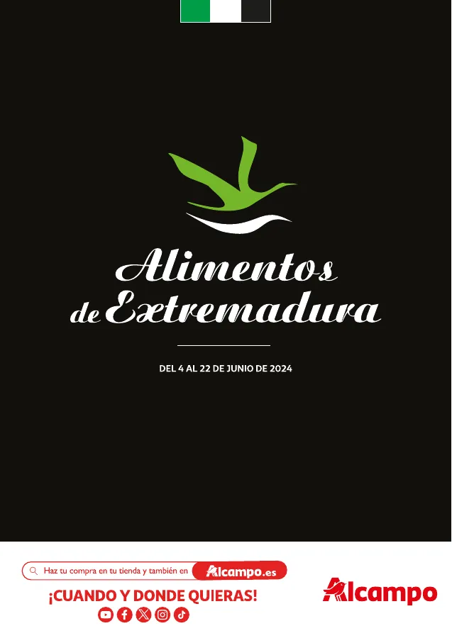 Número de página 1 del folleto promocional de la tienda Alcampo - Alimentos de Extremadura - fecha de vigencia: desde04.06 bis 22.06