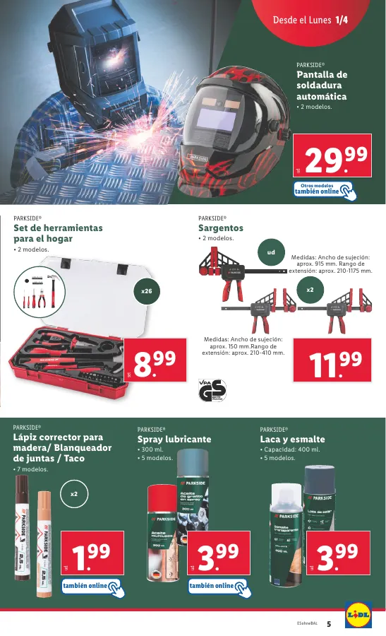 Número de página 5 del folleto promocional de la tienda Lidl - FOLLETO BAZAR 1/4 - fecha de vigencia: desde01.04 bis 30.04