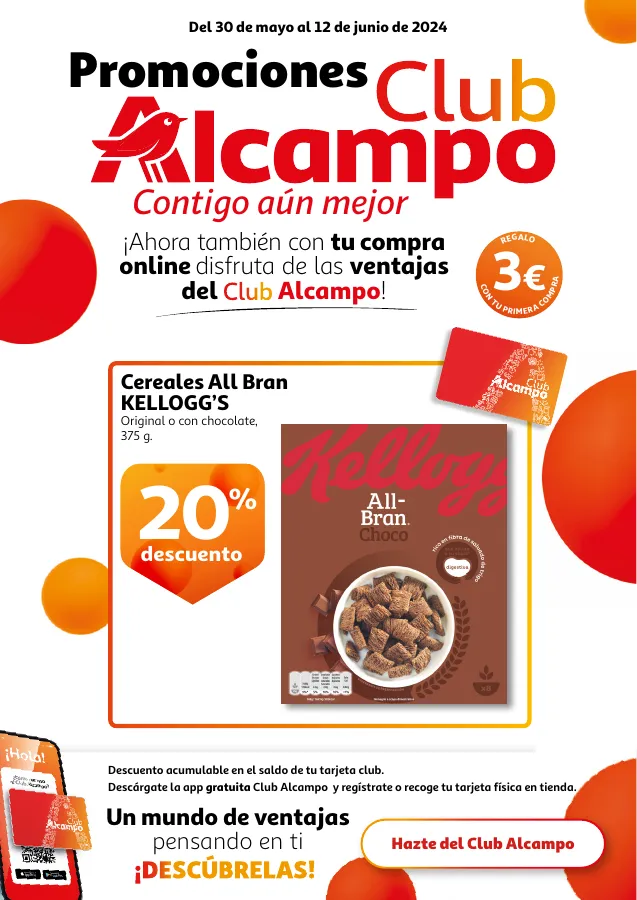 Número de página 1 del folleto promocional de la tienda Alcampo - Promociones Club Alcampo Contigo aún ... - fecha de vigencia: desde30.06 bis 12.06