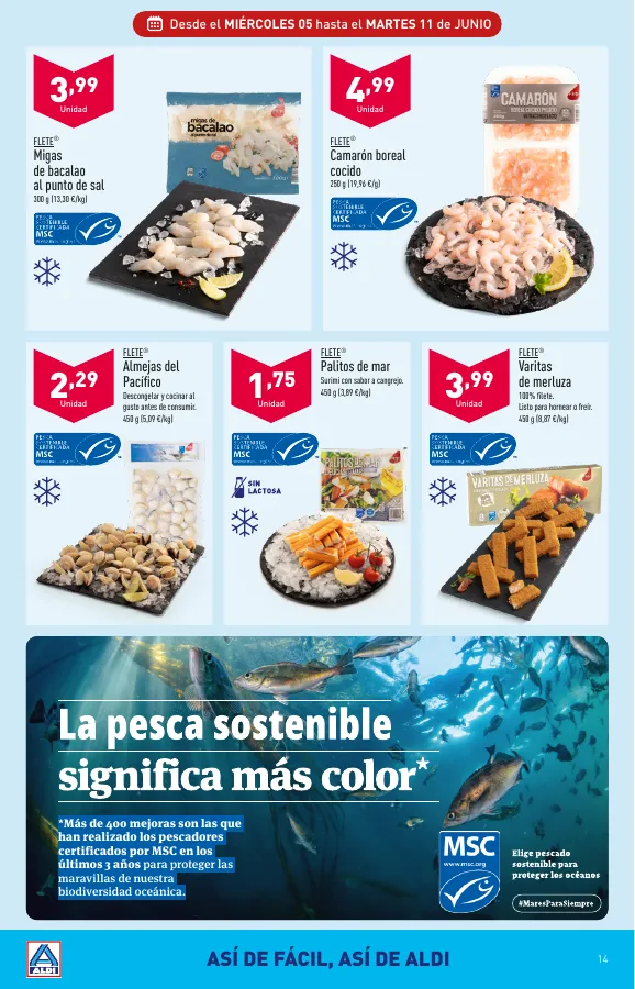 Número de página 14 del folleto promocional de la tienda Aldi - Que el calor no te pille fuera de juego. Con nuestros precios en climatización vas a notar un soplo de aire fresco. También para tu bolsillo. - fecha de vigencia: desde05.06 bis 11.06