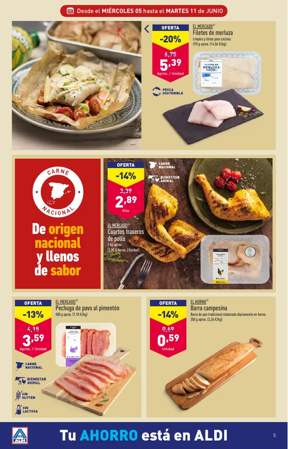 Número de página 5 del folleto promocional de la tienda Aldi - Que el calor no te pille fuera de juego. Con nuestros precios en climatización vas a notar un soplo de aire fresco. También para tu bolsillo. - fecha de vigencia: desde05.06 bis 11.06