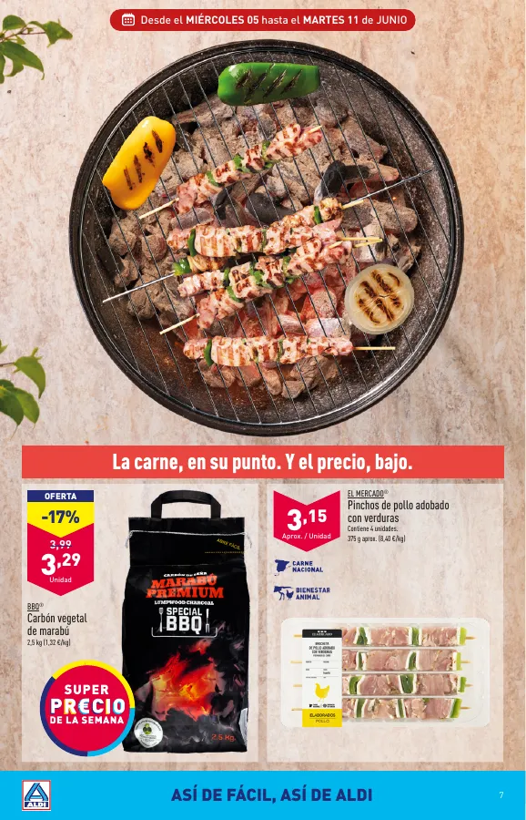 Número de página 7 del folleto promocional de la tienda Aldi - Que el calor no te pille fuera de juego. Con nuestros precios en climatización vas a notar un soplo de aire fresco. También para tu bolsillo. - fecha de vigencia: desde05.06 bis 11.06