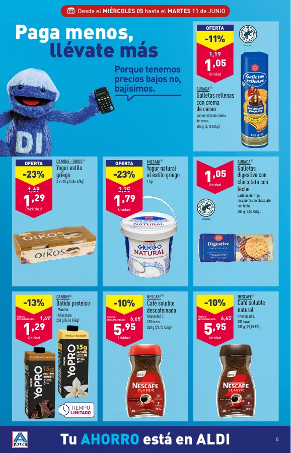 Número de página 8 del folleto promocional de la tienda Aldi - Que el calor no te pille fuera de juego. Con nuestros precios en climatización vas a notar un soplo de aire fresco. También para tu bolsillo. - fecha de vigencia: desde05.06 bis 11.06