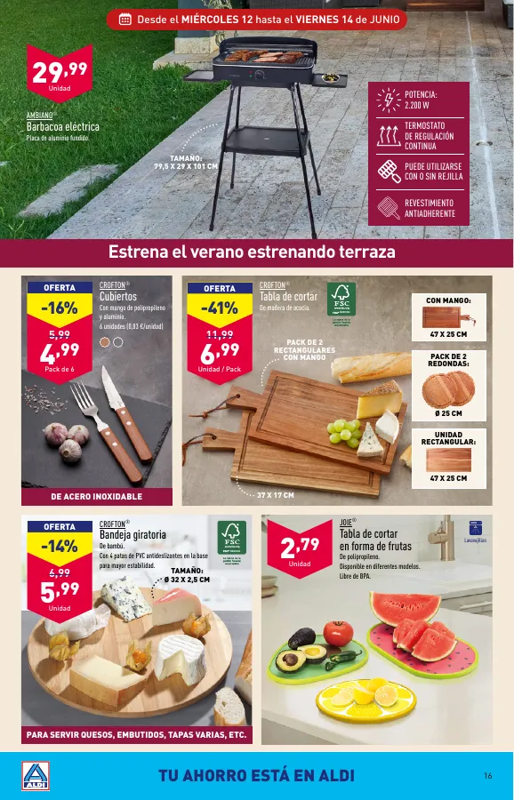 Número de página 16 del folleto promocional de la tienda Aldi - Al buen tiempo  - fecha de vigencia: desde12.06 bis 18.06