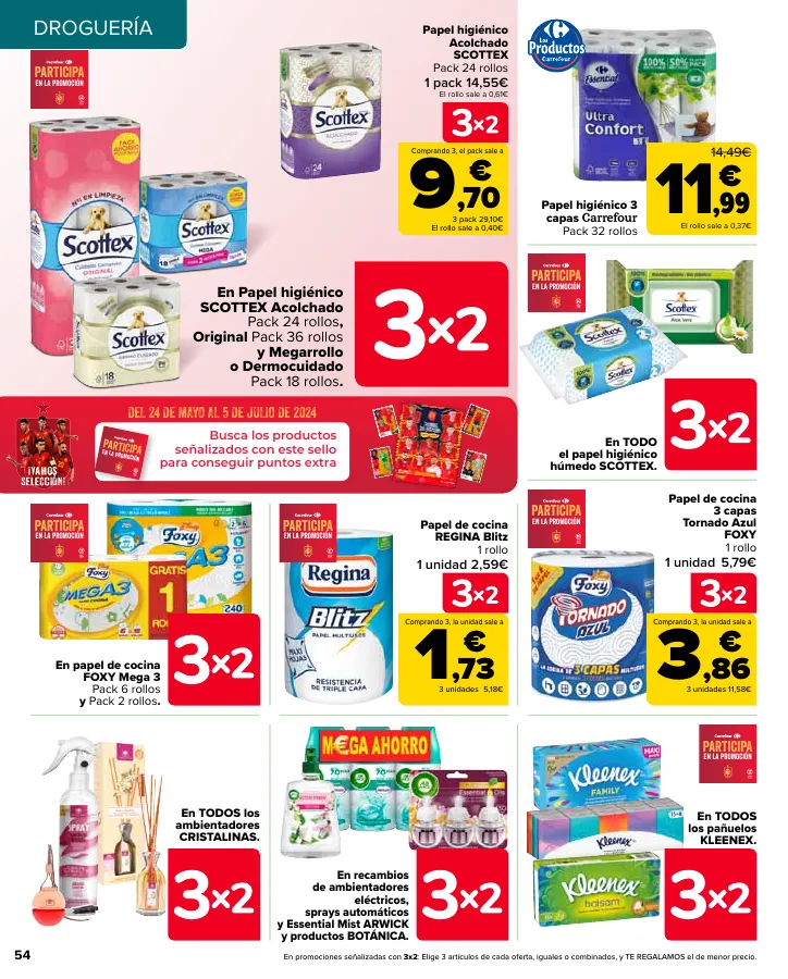 Número de página 54 del folleto promocional de la tienda Carrefour - En mas de 4000 productos - fecha de vigencia: desde24.05 bis 10.06