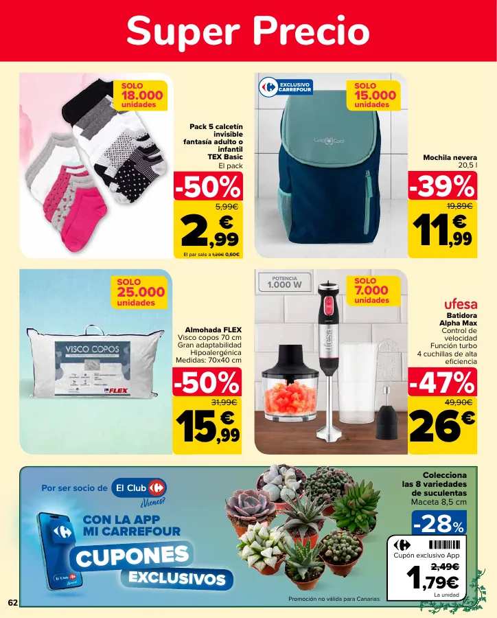 Número de página 62 del folleto promocional de la tienda Carrefour - En mas de 4000 productos - fecha de vigencia: desde24.05 bis 10.06