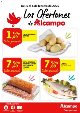 Folleto promocional alcampo. Título: Los ofertones de alcampo. La oferta es válida: 2025-02-04 - 2025-02-06