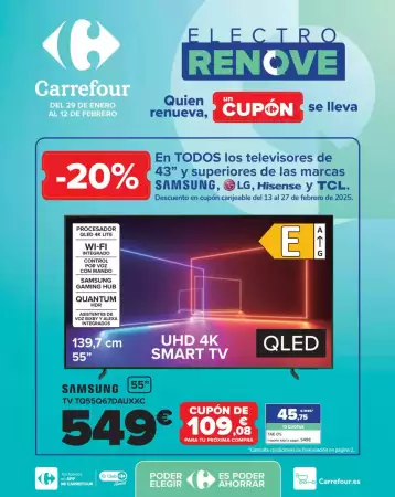 Folleto promocional Carrefour. Título: Electro renove. La oferta es válida: 2025-01-29 - 2025-02-12